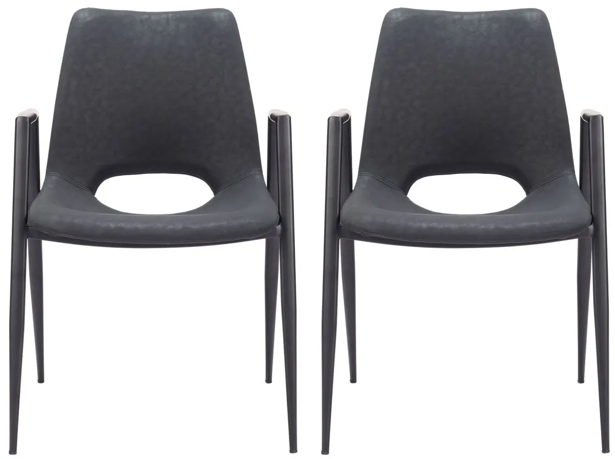 Desi Dining Chair (Set of 2) in Black by Zuo Modern