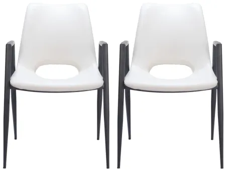 Desi Dining Chair (Set of 2) in White, Black by Zuo Modern