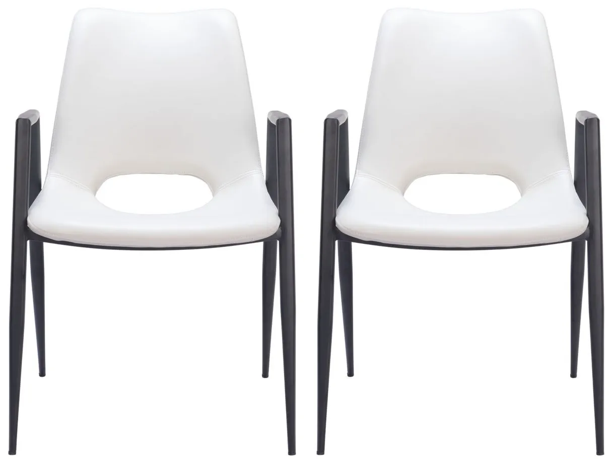 Desi Dining Chair (Set of 2) in White, Black by Zuo Modern