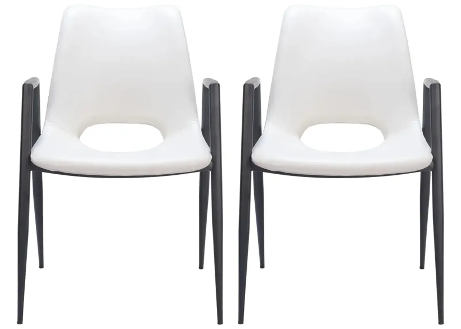 Desi Dining Chair (Set of 2) in White, Black by Zuo Modern