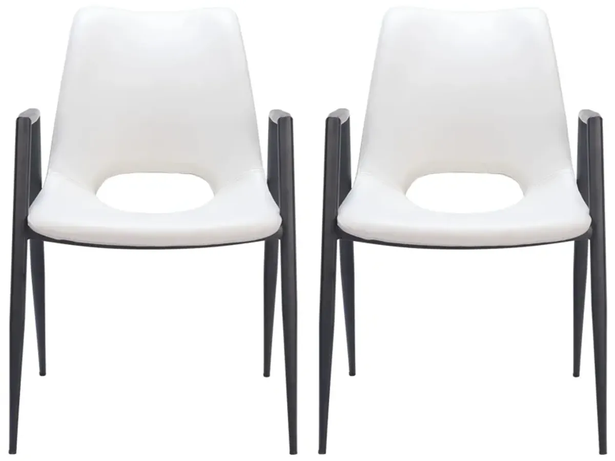 Desi Dining Chair (Set of 2) in White, Black by Zuo Modern