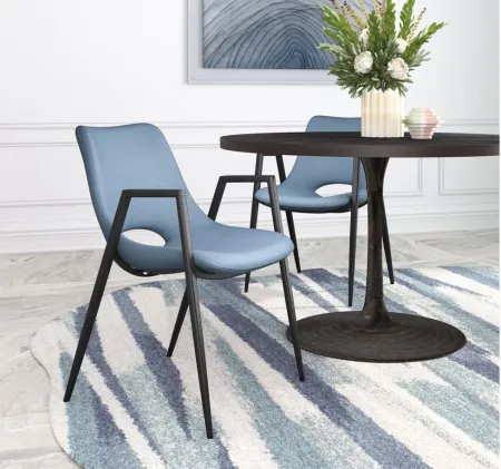 Desi Dining Chair (Set of 2) in Blue, Black by Zuo Modern