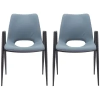 Desi Dining Chair (Set of 2) in Blue, Black by Zuo Modern
