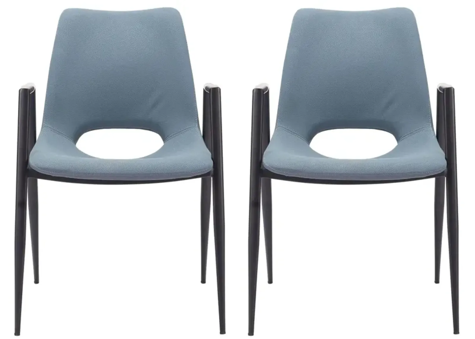 Desi Dining Chair (Set of 2) in Blue, Black by Zuo Modern