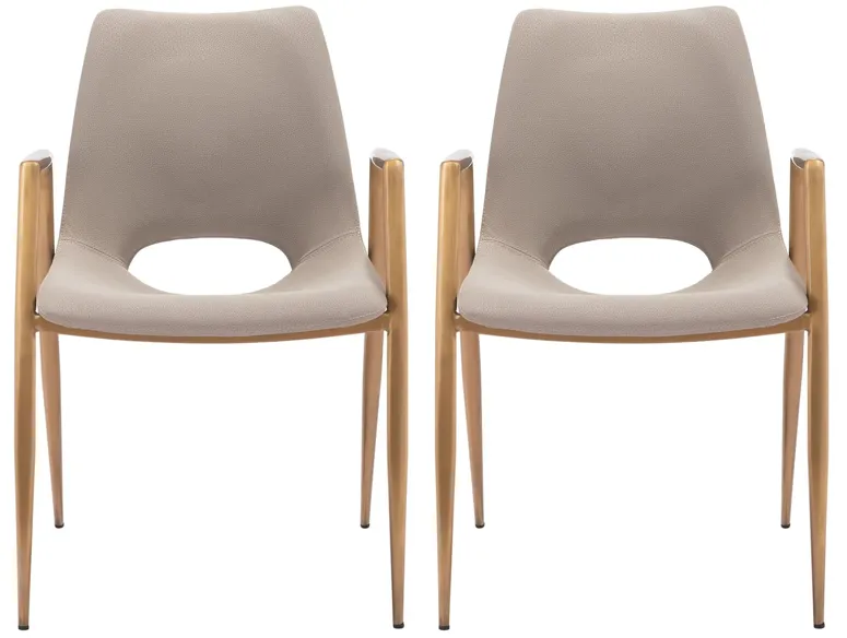 Desi Dining Chair (Set of 2) in Beige, Gold by Zuo Modern