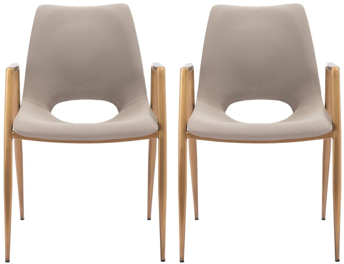 Desi Dining Chair (Set of 2) in Beige, Gold by Zuo Modern