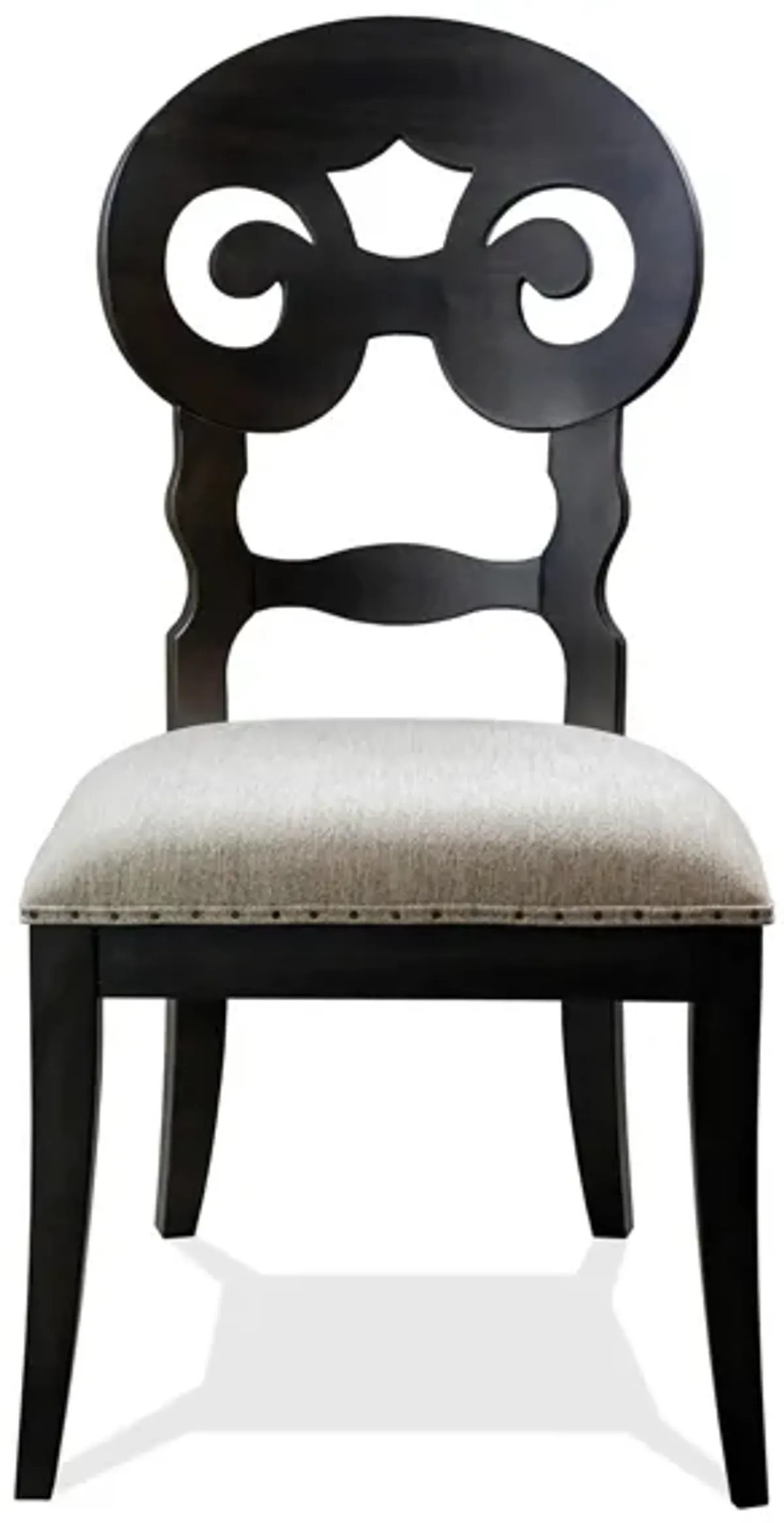 Mix-n-match Chairs Scroll Back Upholstered Side Chair in Rubbed Black by Riverside Furniture