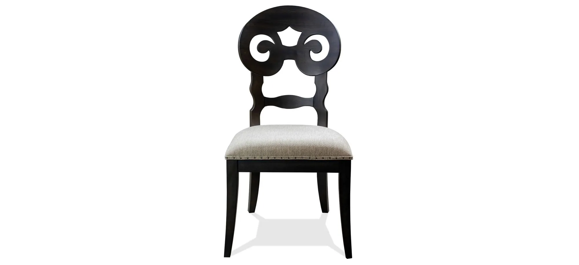 Mix-n-match Chairs Scroll Back Upholstered Side Chair in Rubbed Black by Riverside Furniture