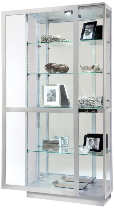 Jayden Curio Cabinet in Silver by Howard Miller Clock