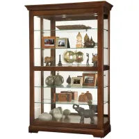 Kane Curio Cabinet in Cherry Bordeaux by Howard Miller Clock