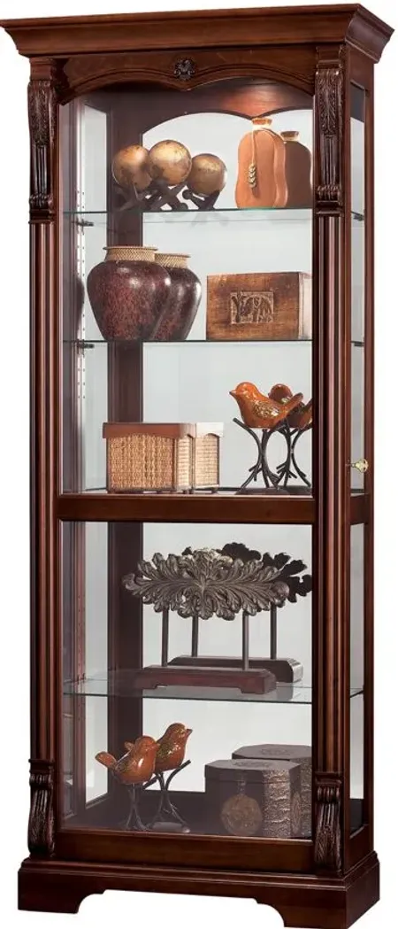 Bernadette Curio Cabinet in Hampton Cherry by Howard Miller Clock