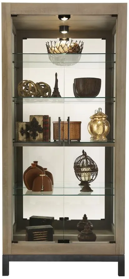 Quinn Curio Cabinet in Aged Grey by Howard Miller Clock