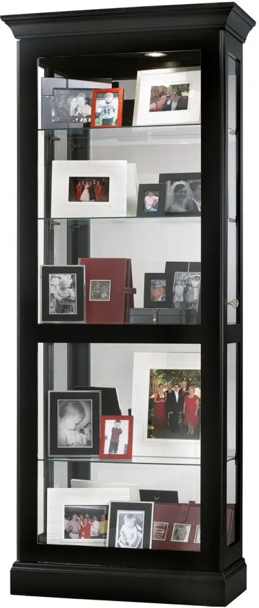 Berends Curio Cabinet in Black Satin by Howard Miller Clock