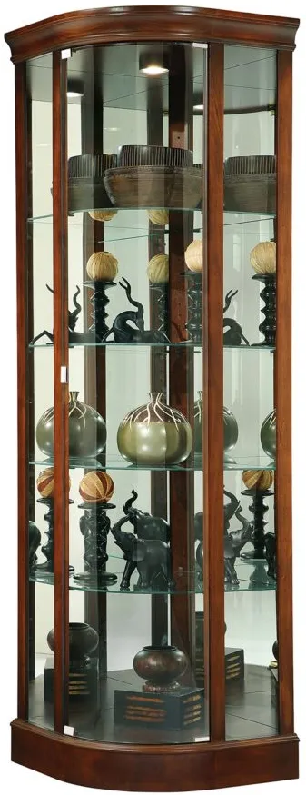 Marlowe Corner Curio Cabinet in Hampton Cherry by Howard Miller Clock