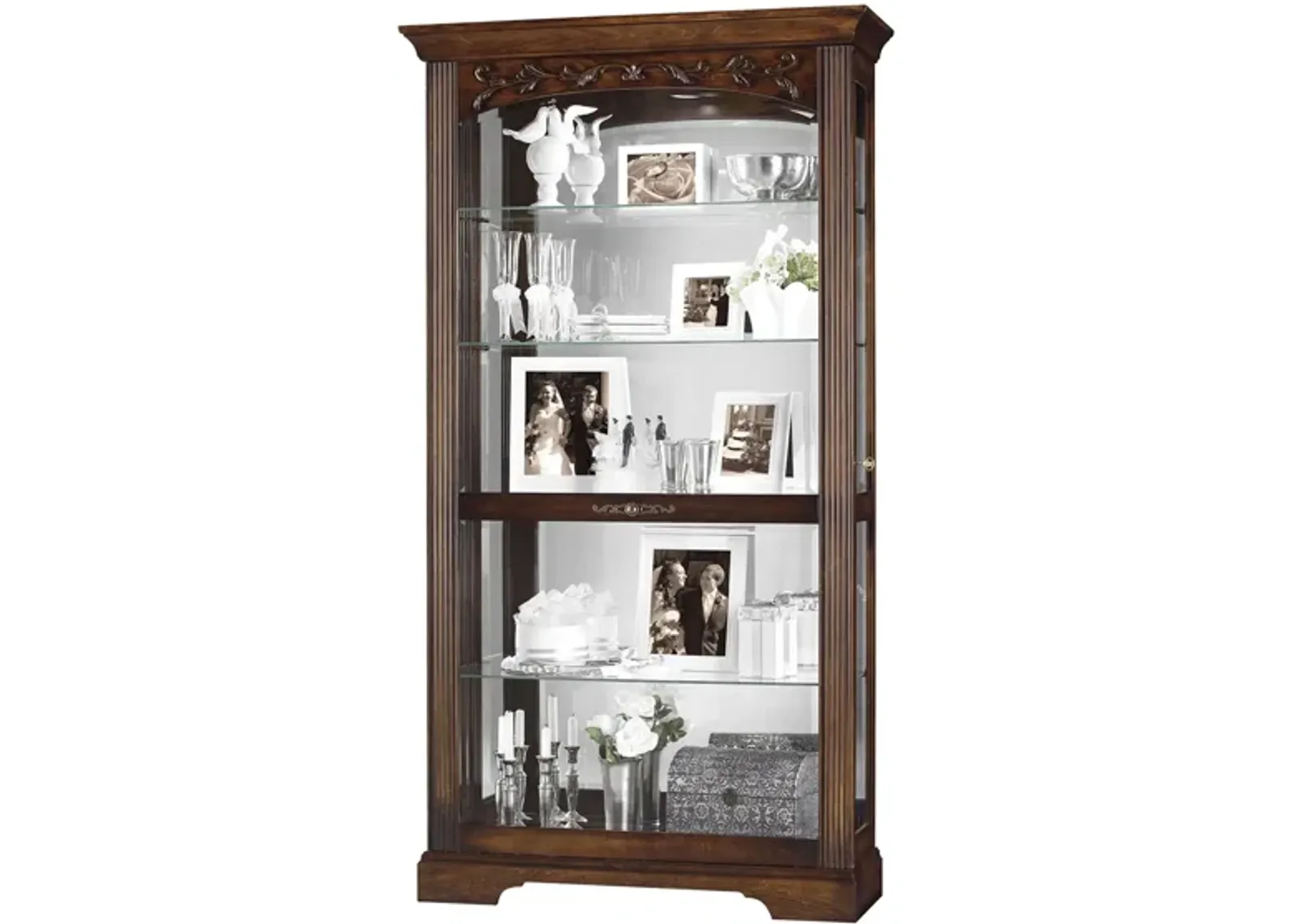 Hartland Curio Cabinet in Hampton Cherry by Howard Miller Clock