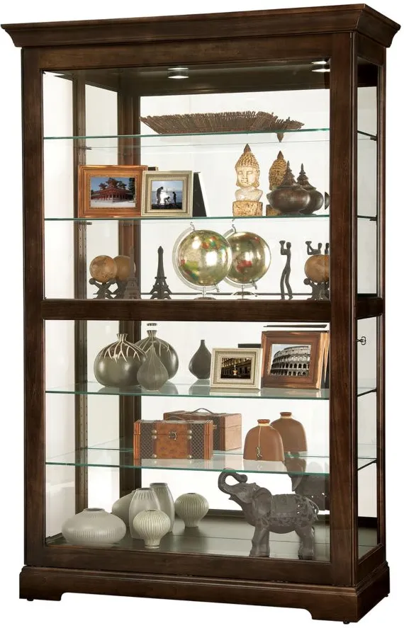 Kane Curio Cabinet in Espresso by Howard Miller Clock