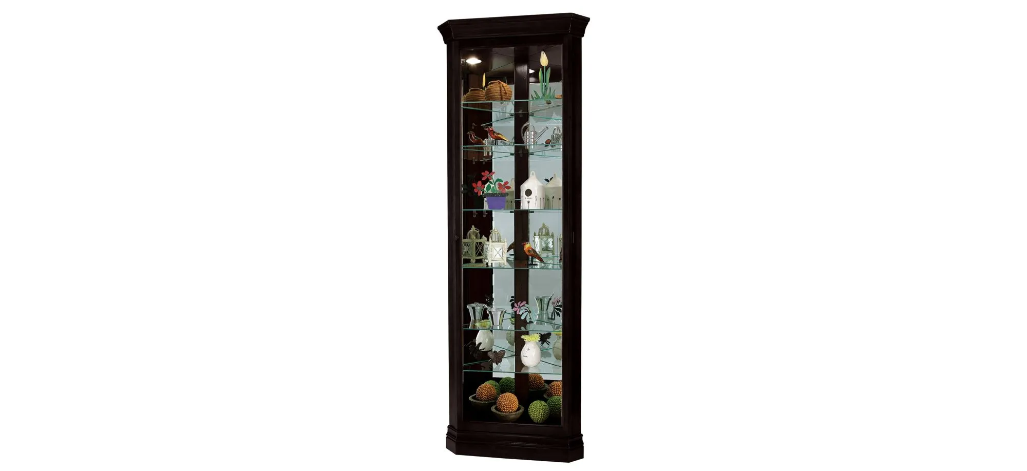 Dominic Curio Cabinet in Black Satin by Howard Miller Clock