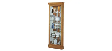 Hammond Corner Curio Cabinet in Golden Oak by Howard Miller Clock