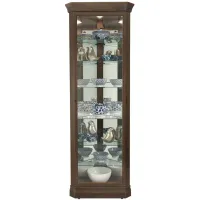 Delia Corner Curio Cabinet in Aged Auburn by Howard Miller Clock