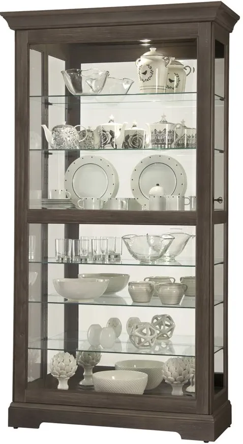 Tyler Curio Cabinet in Aged Auburn by Howard Miller Clock
