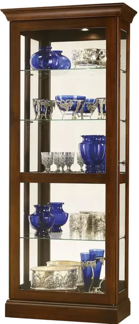 Berends Curio Cabinet in Cherry Bordeaux by Howard Miller Clock