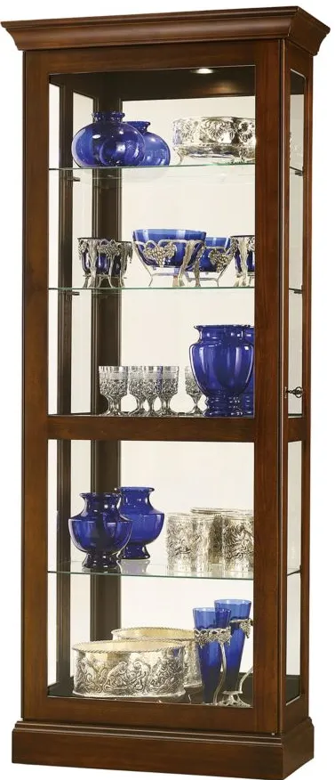 Berends Curio Cabinet in Cherry Bordeaux by Howard Miller Clock