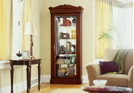 Embassy Curio Cabinet in Embassy Cherry by Howard Miller Clock