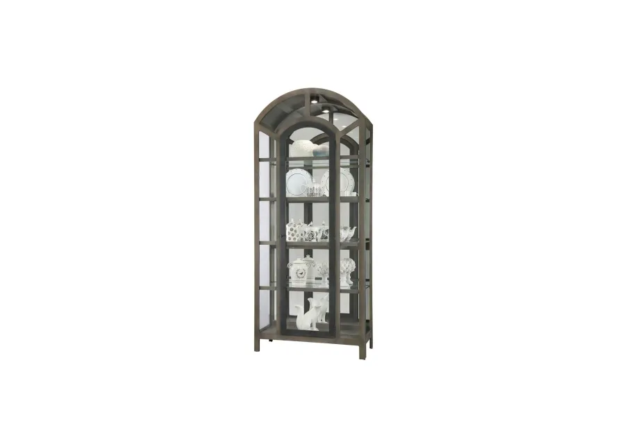 Reeko Curio Cabinet in Smoke Grey by Howard Miller Clock