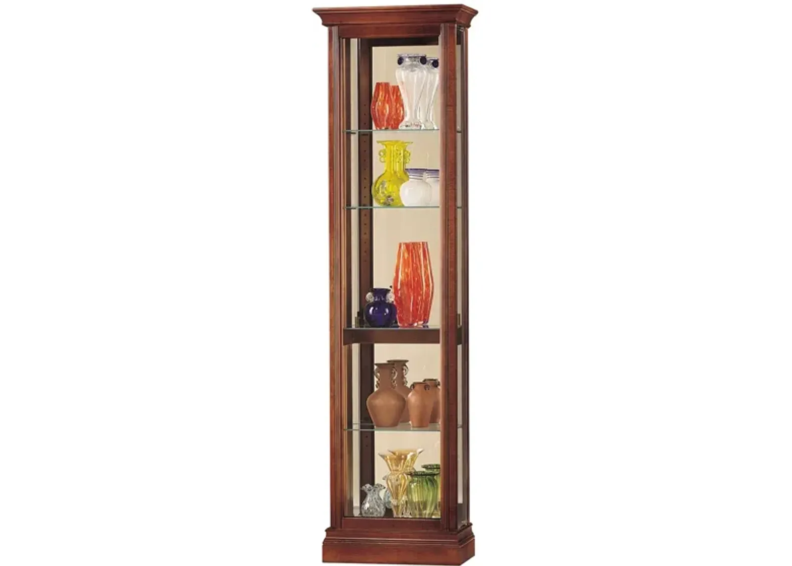 Gregory Curio Cabinet in Windsor Cherry by Howard Miller Clock