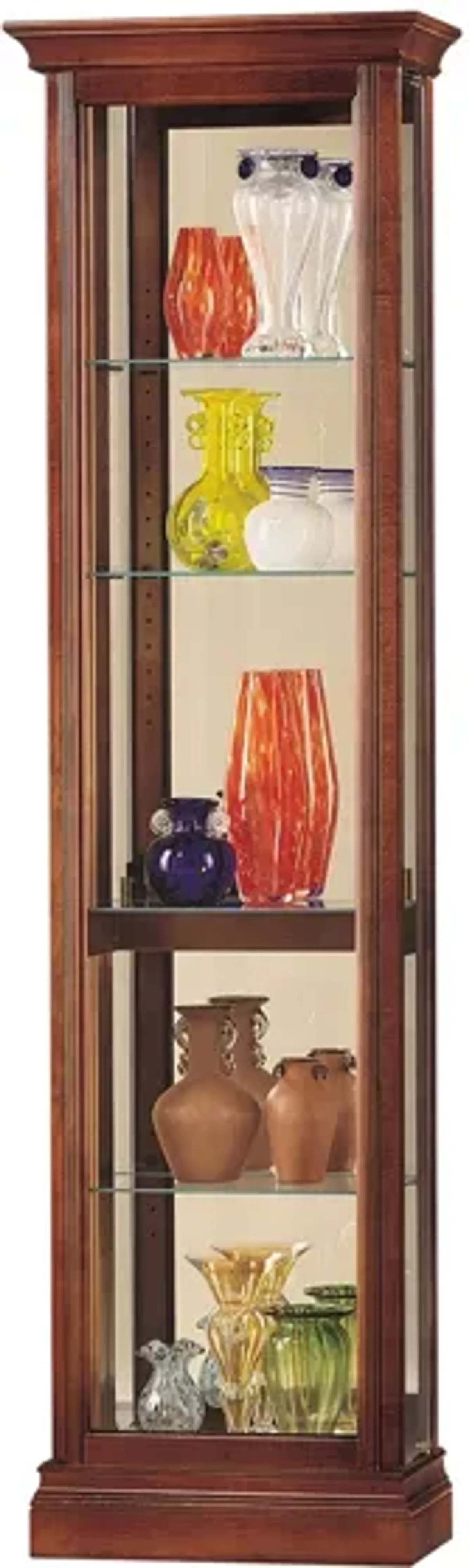 Gregory Curio Cabinet in Windsor Cherry by Howard Miller Clock