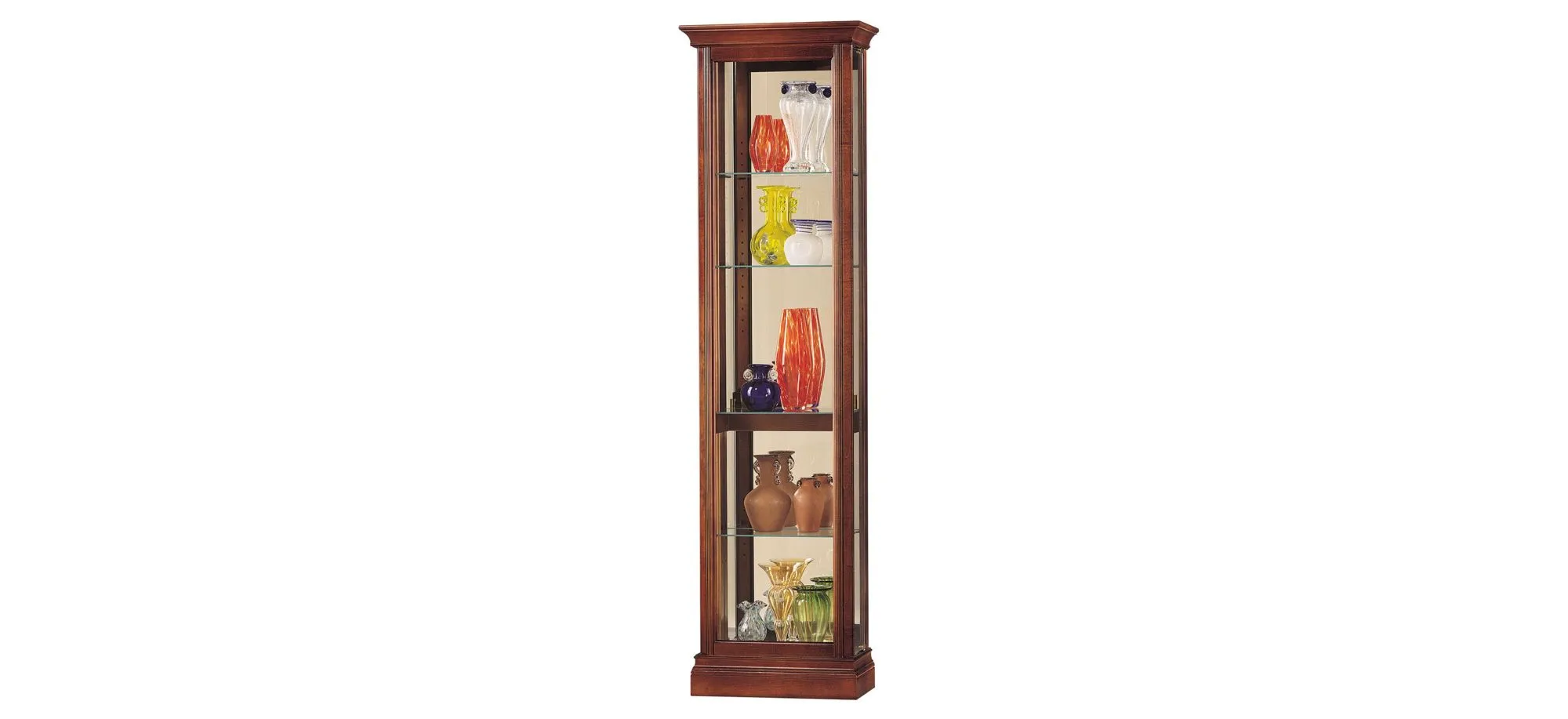 Gregory Curio Cabinet in Windsor Cherry by Howard Miller Clock