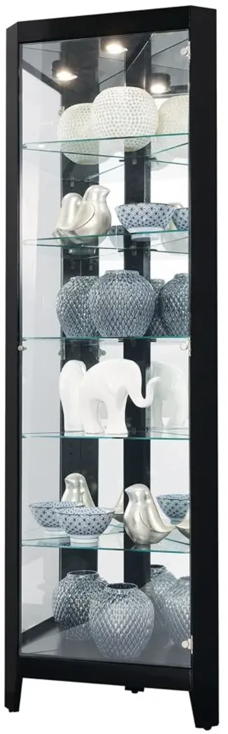 Tamsin Corner Curio Cabinet in Gloss Black by Howard Miller Clock