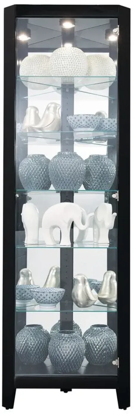 Tamsin Corner Curio Cabinet in Gloss Black by Howard Miller Clock