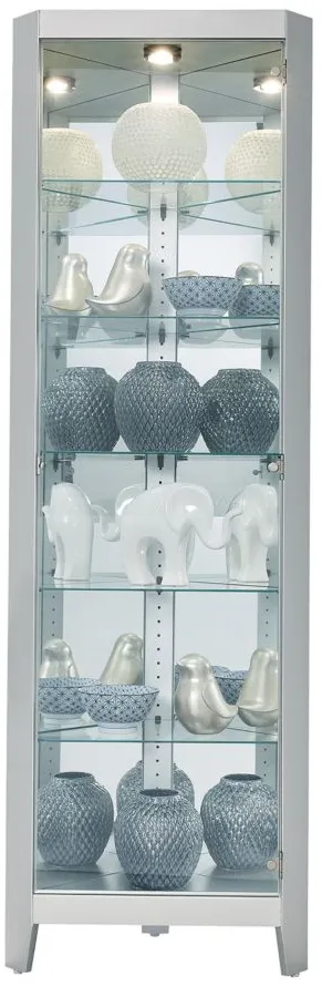 Tamsin Corner Curio Cabinet in Silver by Howard Miller Clock