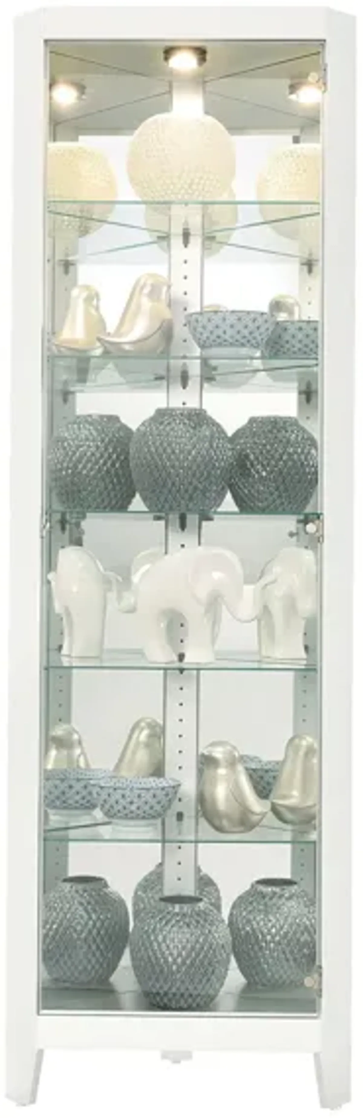 Tamsin Corner Curio Cabinet in Gloss White by Howard Miller Clock