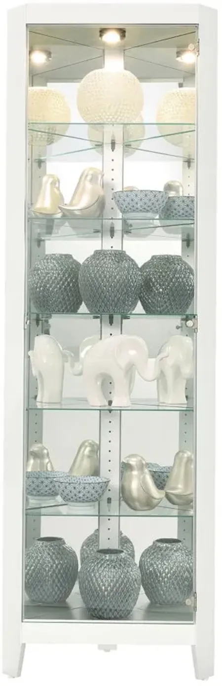 Tamsin Corner Curio Cabinet in Gloss White by Howard Miller Clock