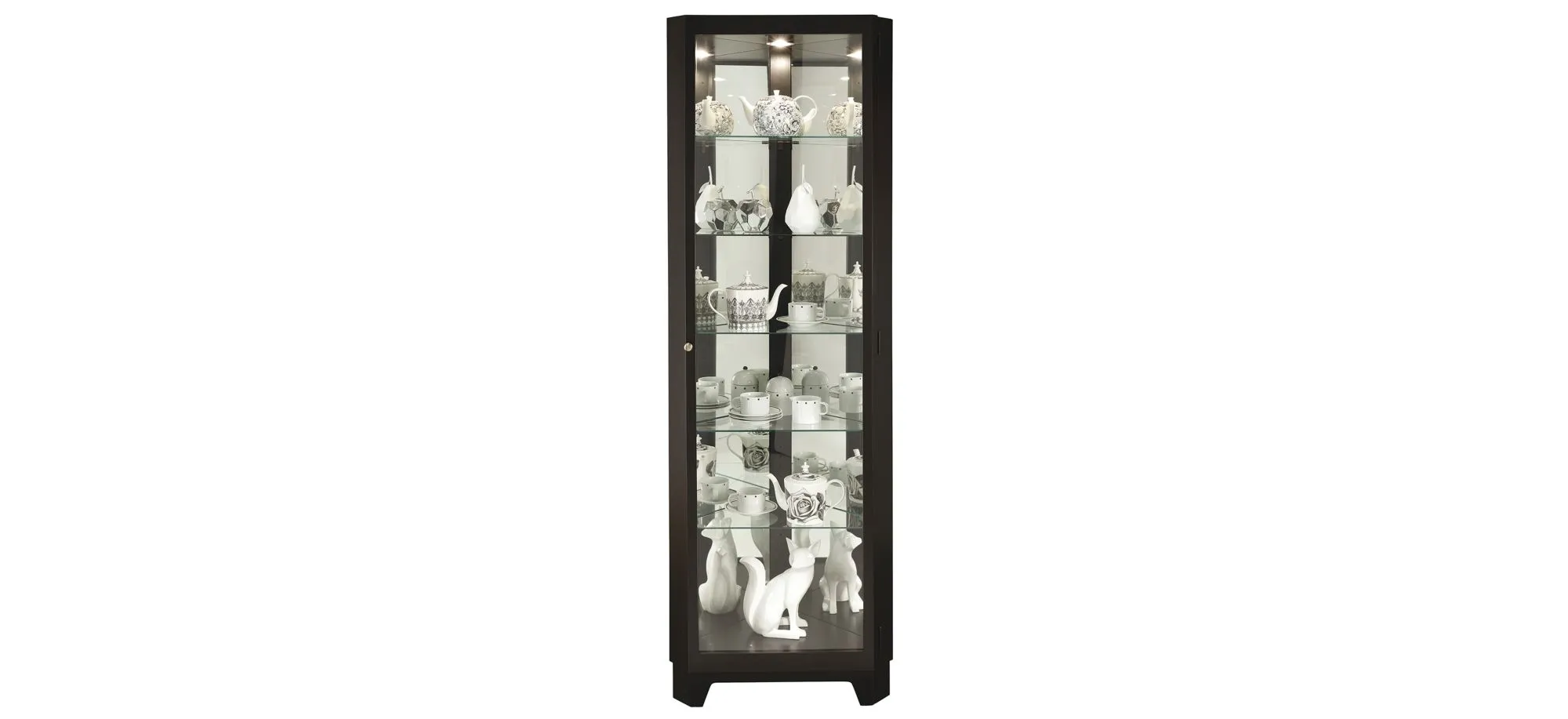 Melissa Corner Curio Cabinet in Black Satin by Howard Miller Clock