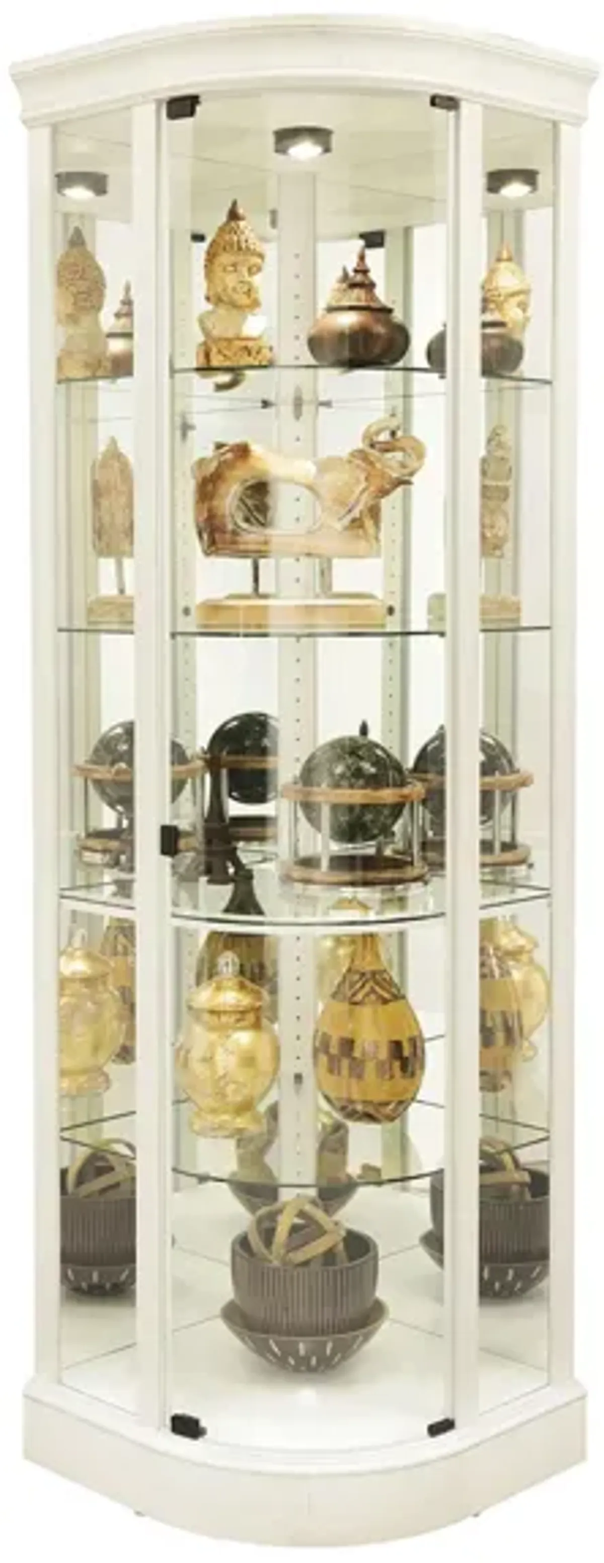 Marlowe Corner Curio Cabinet in Aged Linen by Howard Miller Clock