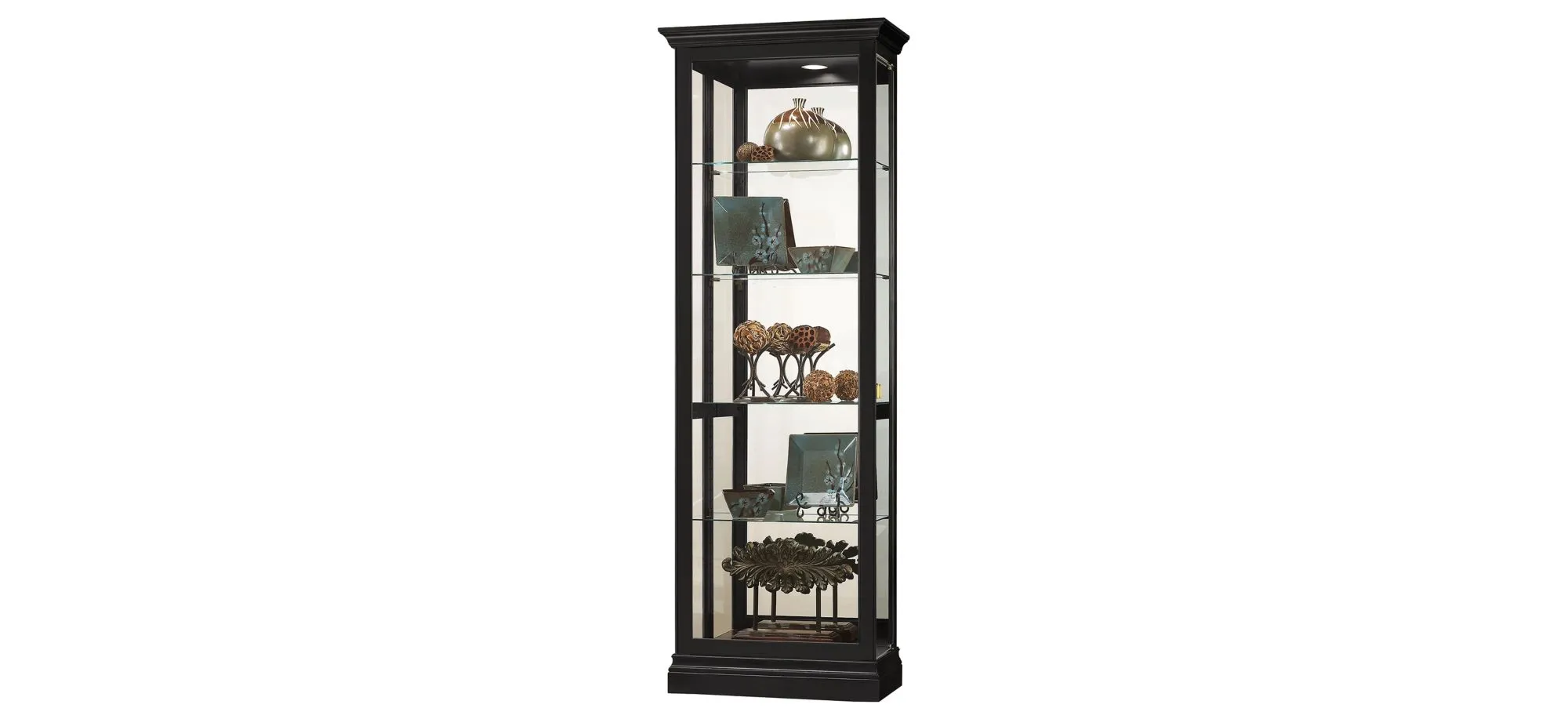 Brantley Curio Cabinet in Black Satin by Howard Miller Clock
