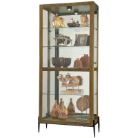 Ansel Curio Cabinet in Amber Brown by Howard Miller Clock