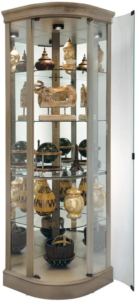 Marlowe Corner Curio Cabinet in Aged Grey by Howard Miller Clock