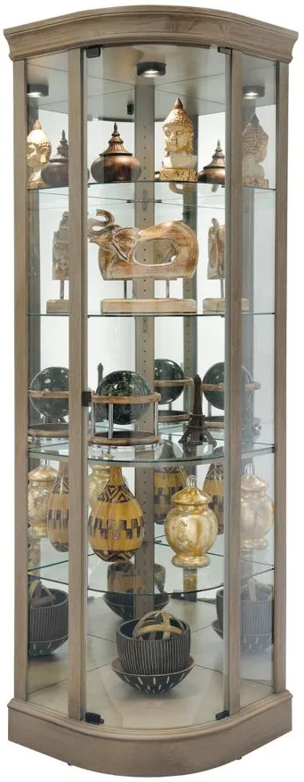 Marlowe Corner Curio Cabinet in Aged Grey by Howard Miller Clock