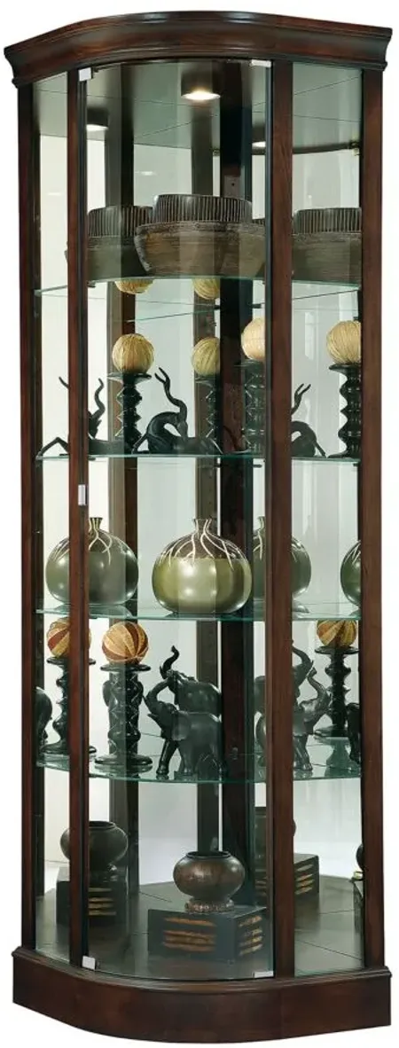 Marlowe Corner Curio Cabinet in Espresso by Howard Miller Clock