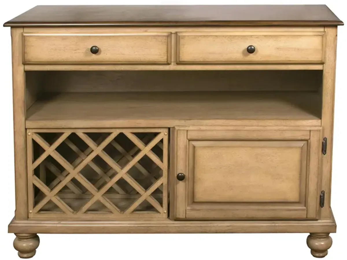 Brook Buffet w/ Wine Storage in Wheat and Pecan by Sunset Trading