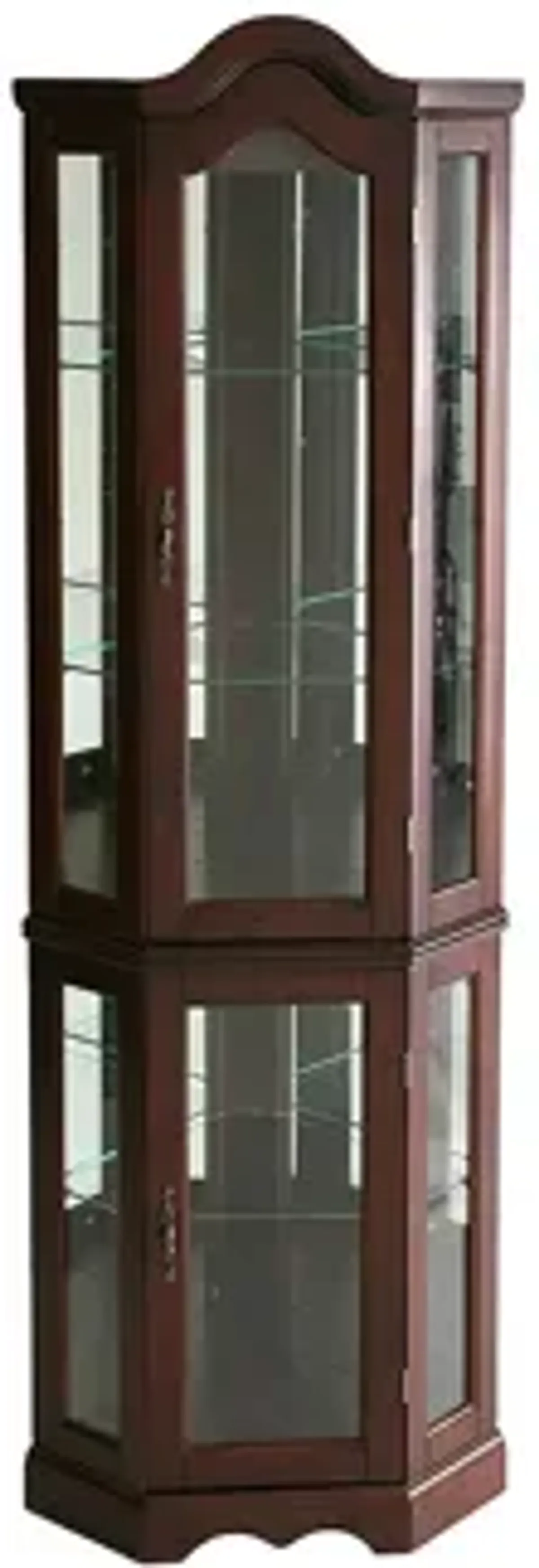 Kington Lighted Corner Curio Cabinet - Mahogany.