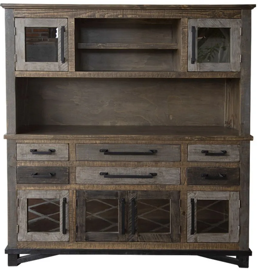 Loft Brown 6 Drawers and 6 Doors Buffet & Hutch in Brown by International Furniture Direct