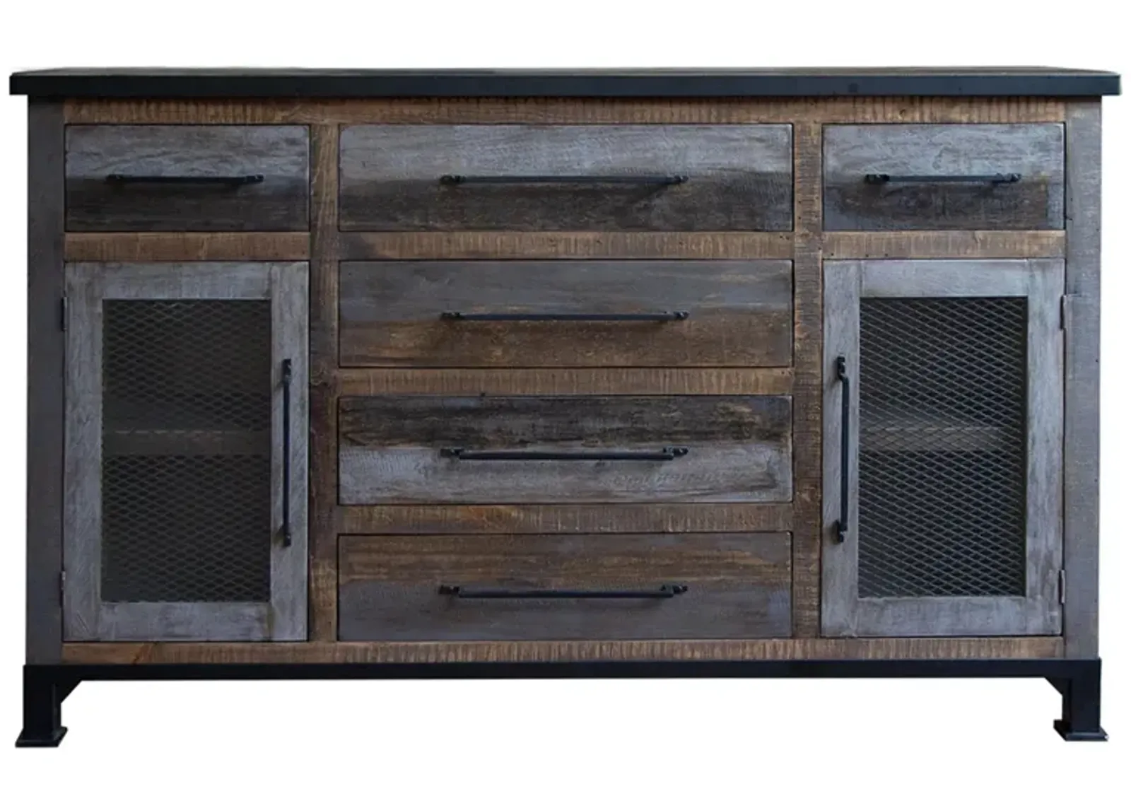 Antique 6 Drawers and 2 Doors Buffet in Antique Gray by International Furniture Direct