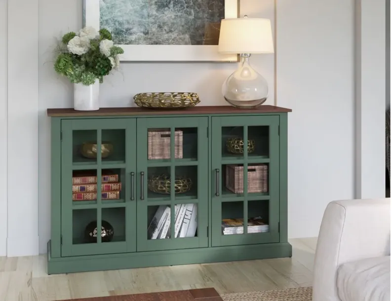 Elaine Sideboard with Glass Doors in Kale Green by Twin-Star Intl.