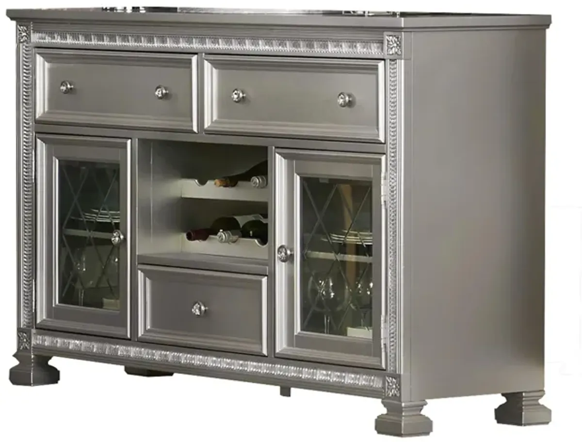 Florentina Server W/ Wine Storage in Silver & Dark Gray by Homelegance