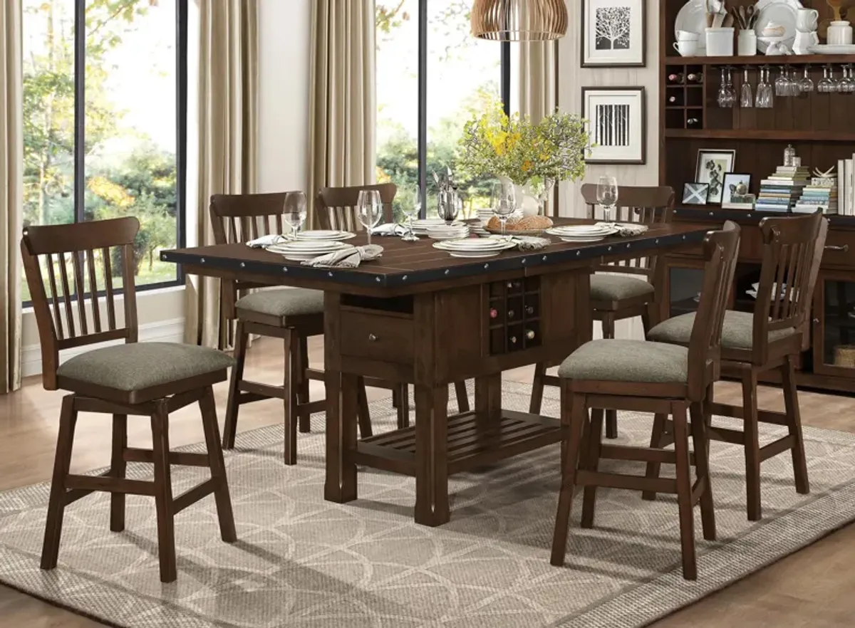 Blofeld 7-pc Counter Height Dining Set W/ Swivel Stools in Dark Brown by Homelegance